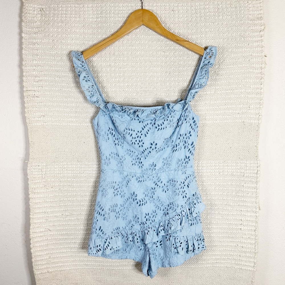 TULAROSA baby blue eyelet lace Play Date romper XS